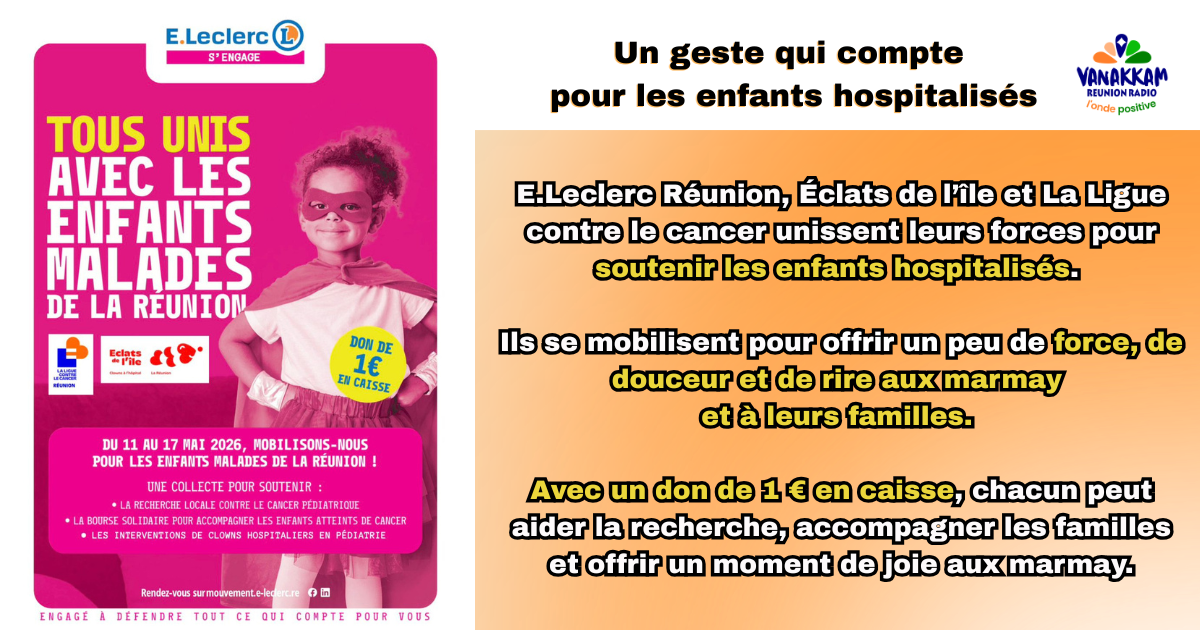 Tous unis avec les enfants malades : une semaine solidaire à La Réunion